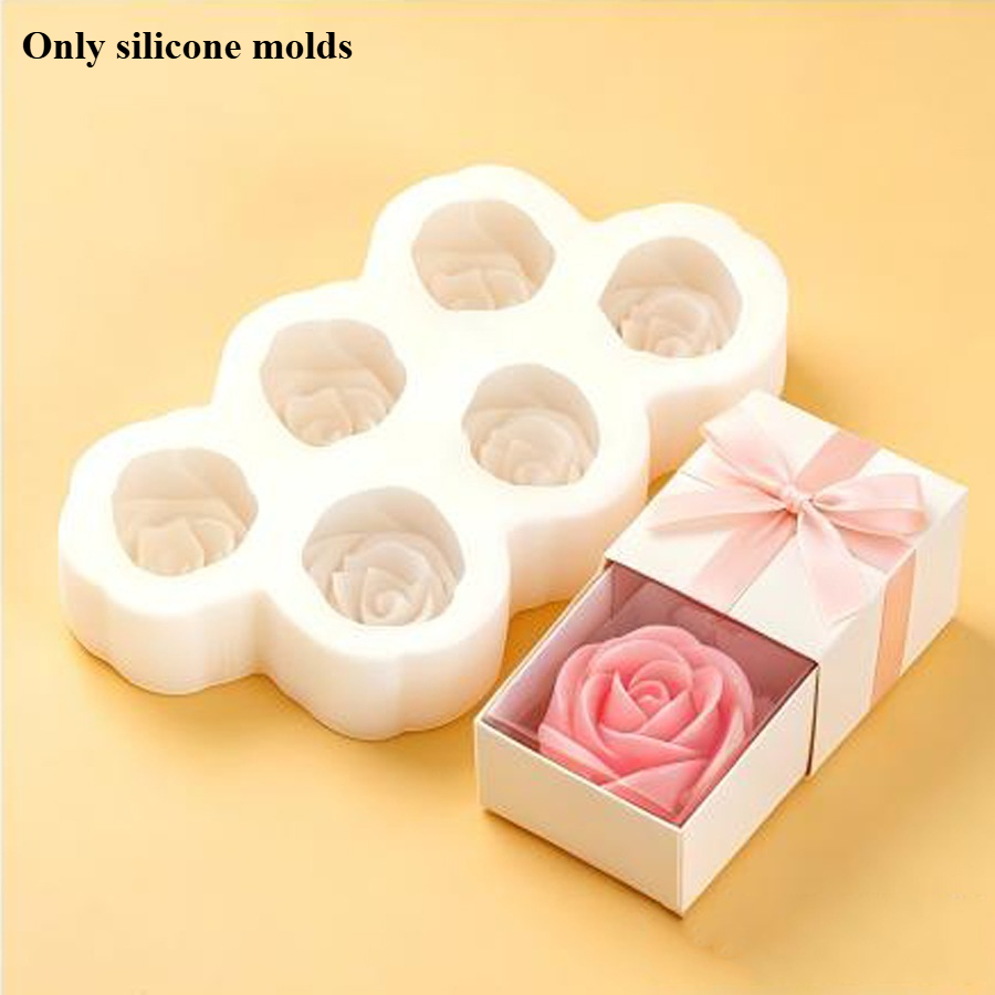 Candle Making Set - 6pcs Set of Rose Flower Silicone