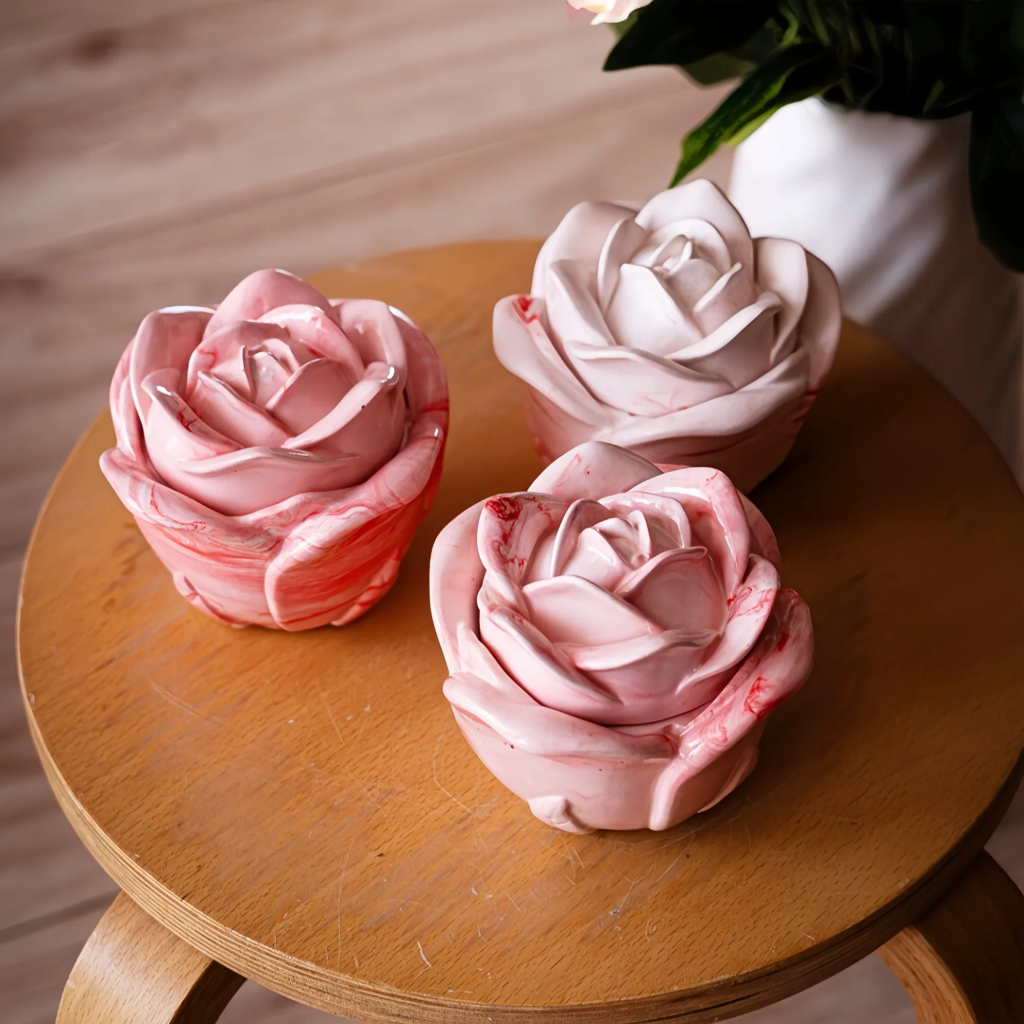 Candle Making Set - 2-Piece Set Rose Shaped Silicone Molds