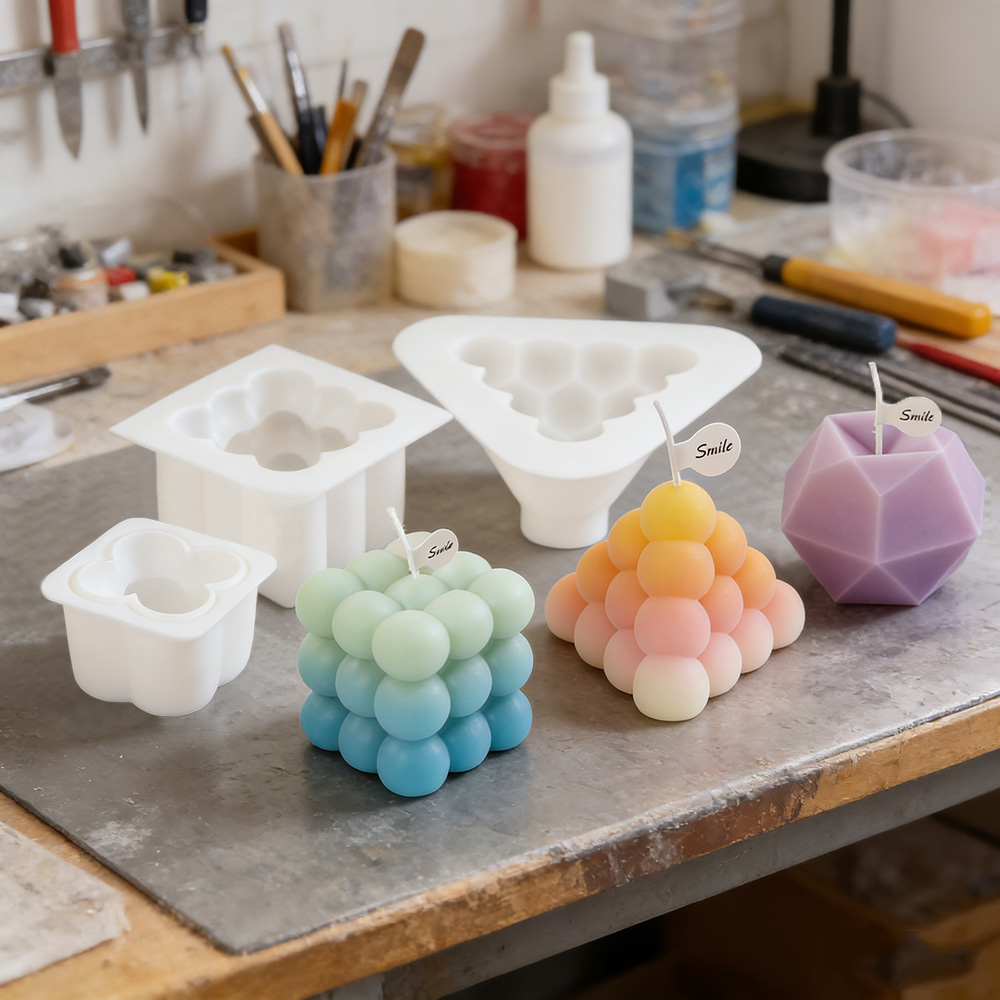 Candle Making Set - 3D Bubble Cube Silicone Candle Molds