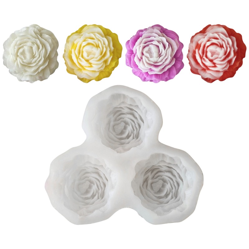Candle Making Set - 3pcs/set Peony Flower Candle Silicone Mold