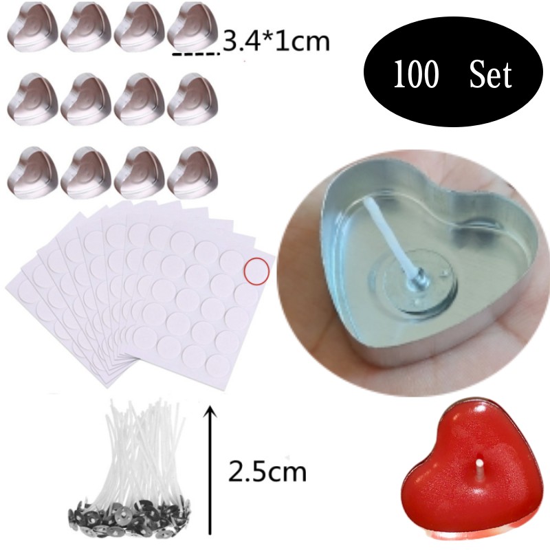 100 Sets Heart shaped Empty Al - Candle Making Set recension och pris