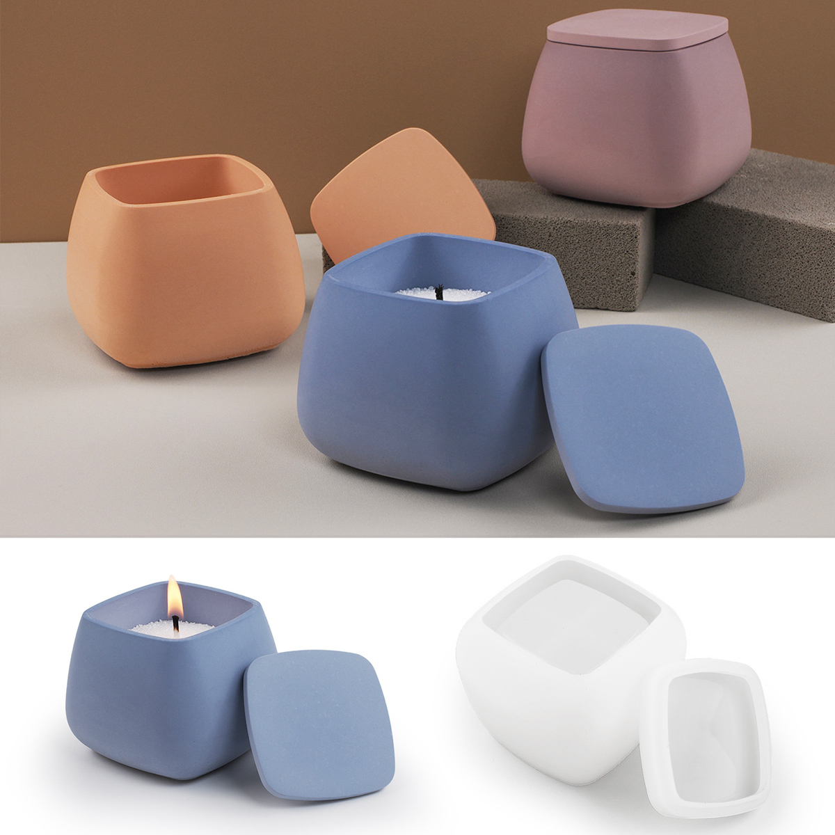 Square Candle Jar Silicone Mol - Candle Making Jars With Lids recension och pris