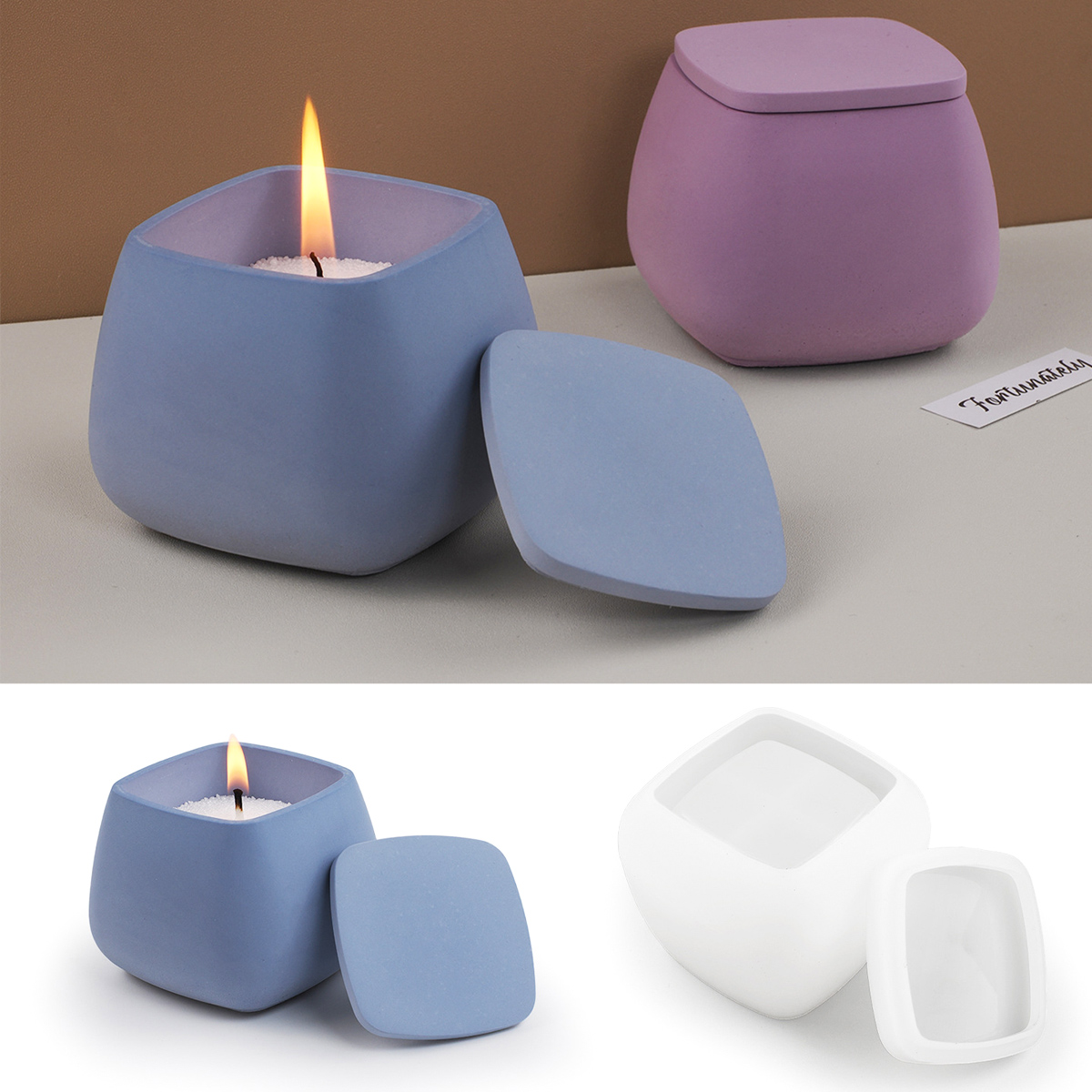 Square Candle Jar Silicone Mol - Candle Making Jars With Lids recension och pris