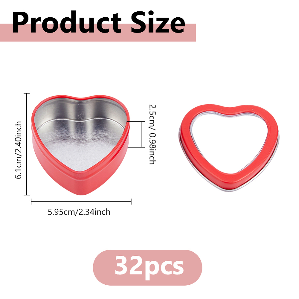 32Pcs 2 OZ Heart Shaped Metal  - Candle Making Jars With Lids recension och pris
