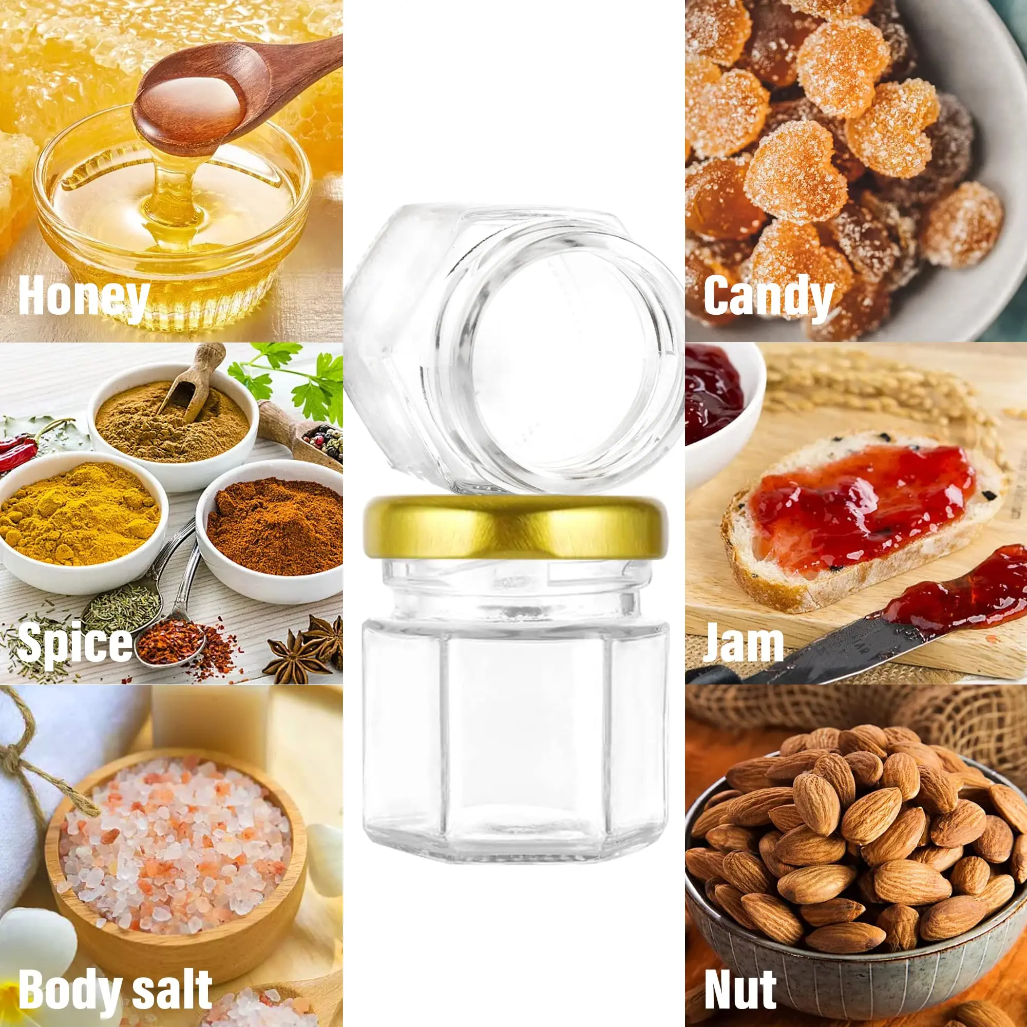 1.5Oz Hexagon Mini Glass Honey - Candle Making Glass Jars recension och pris