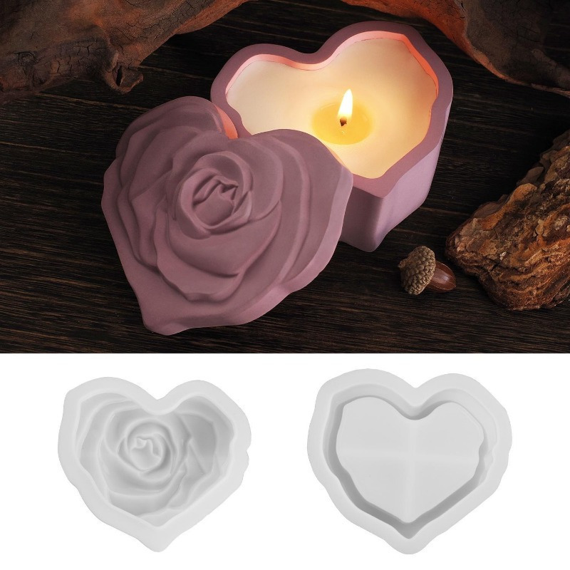 Heart Shape Rose Silicone Mold - Candle Making Jars With Lids recension och pris