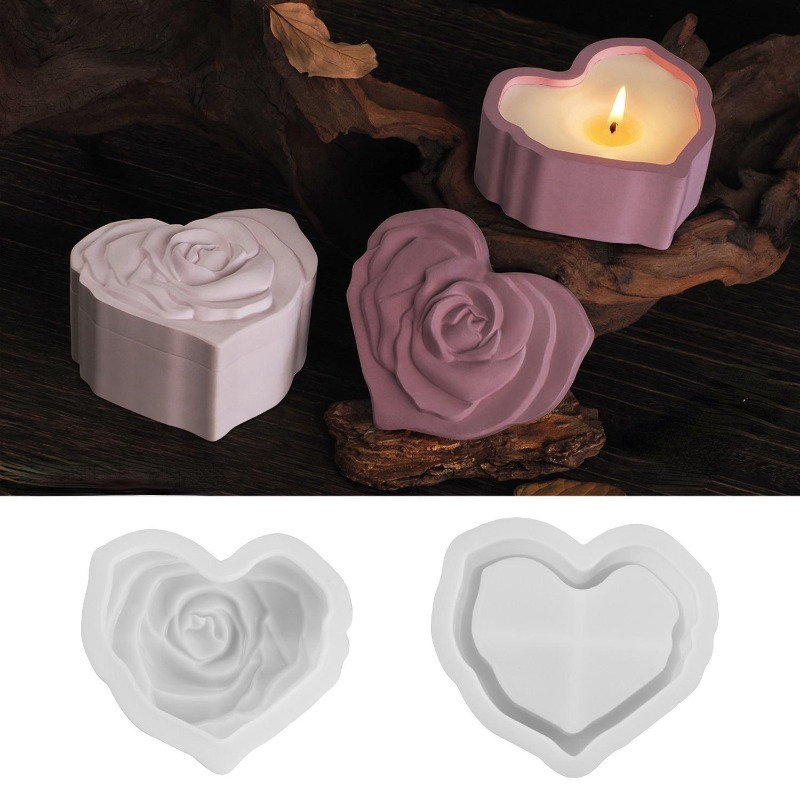 Heart Shape Rose Silicone Mold - Candle Making Jars With Lids recension och pris
