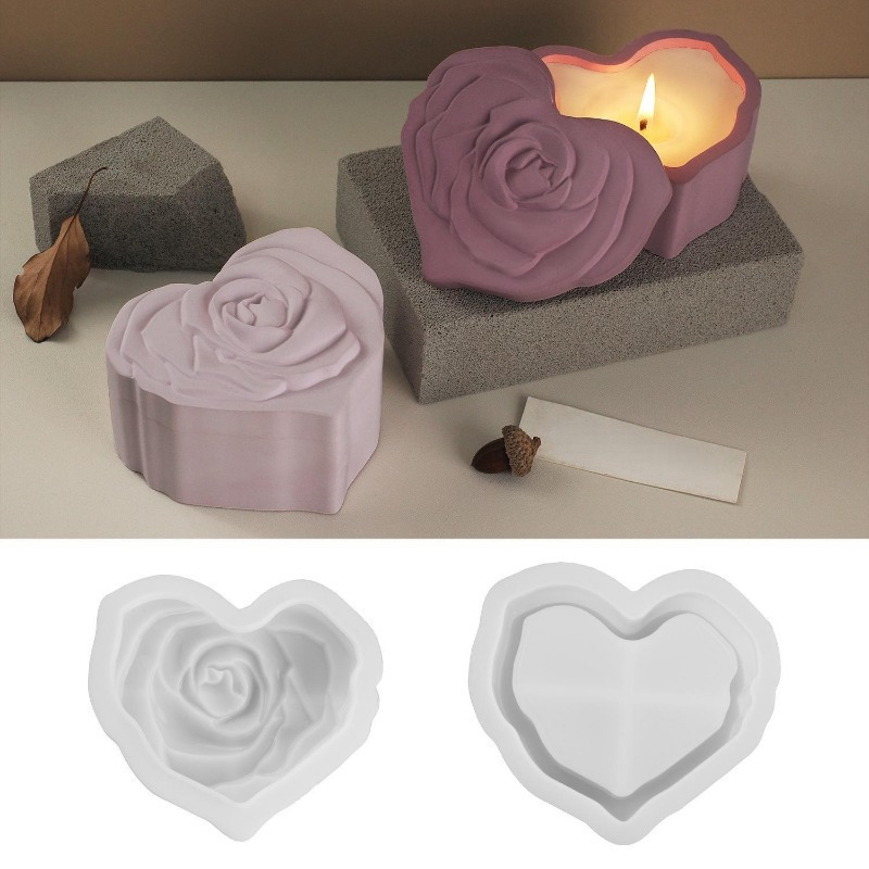 Heart Shape Rose Silicone Mold - Candle Making Jars With Lids recension och pris