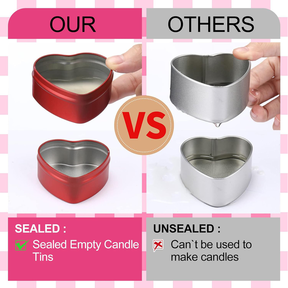 2 oz Heart Shaped Metal Tins w - Candle Making Jars With Lids recension och pris