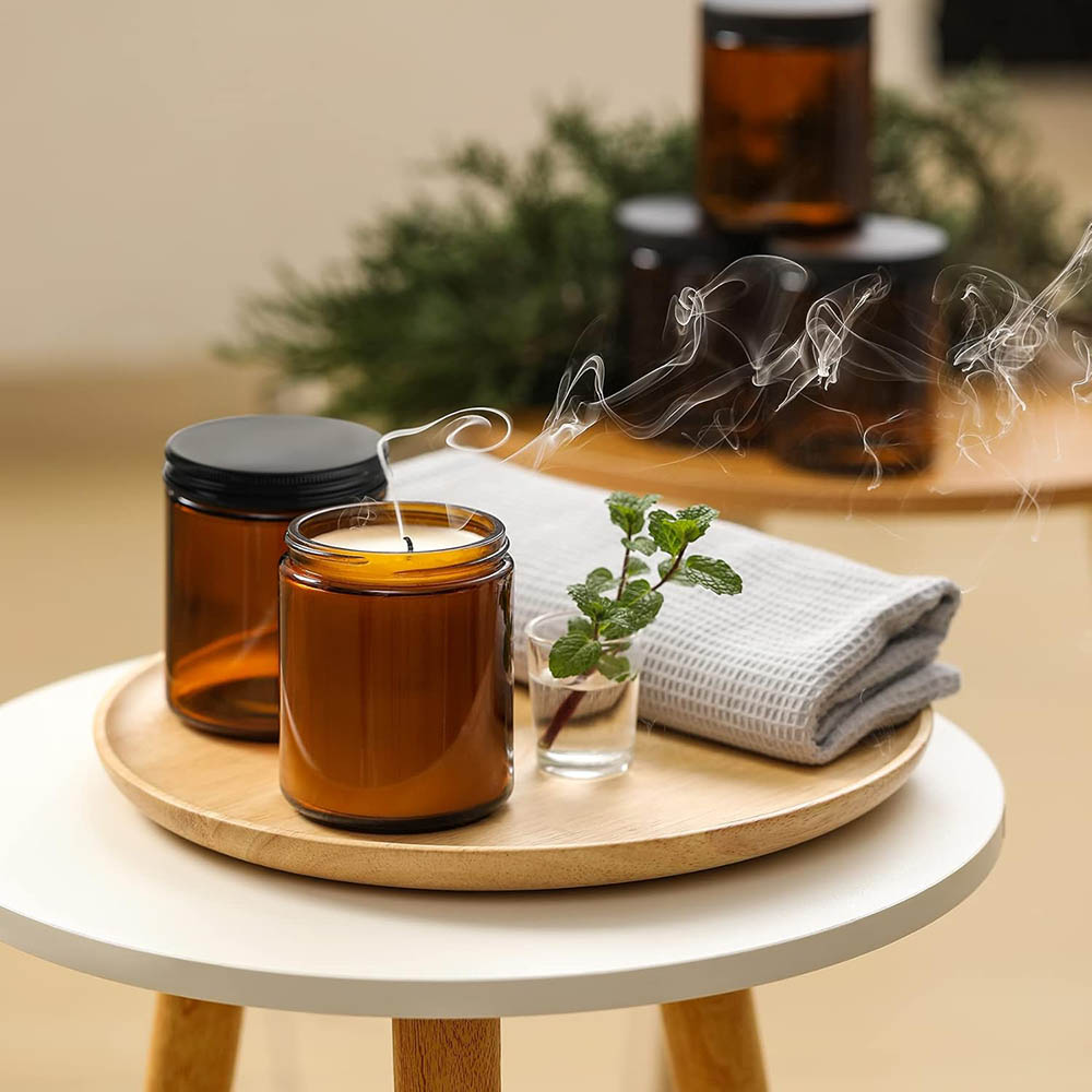 8oz Amber Glass Jars with Blac - Candle Making Jars With Lids recension och pris