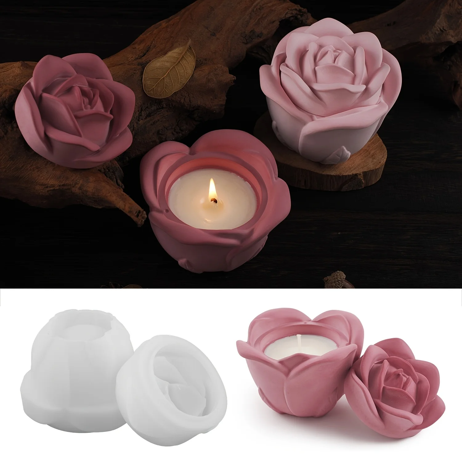 2-Piece Set Rose Shaped Silico - Candle Making Set recension och pris