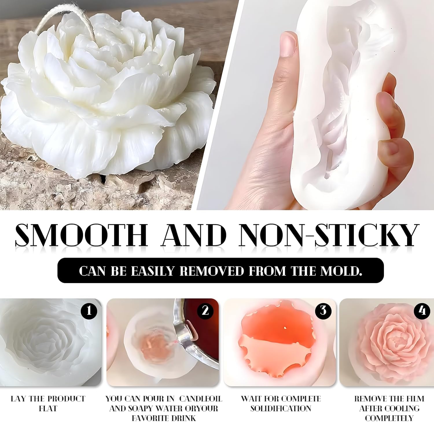 Silicone 3D Peony Candle Mould - Candle Making Kit For Kids recension och pris